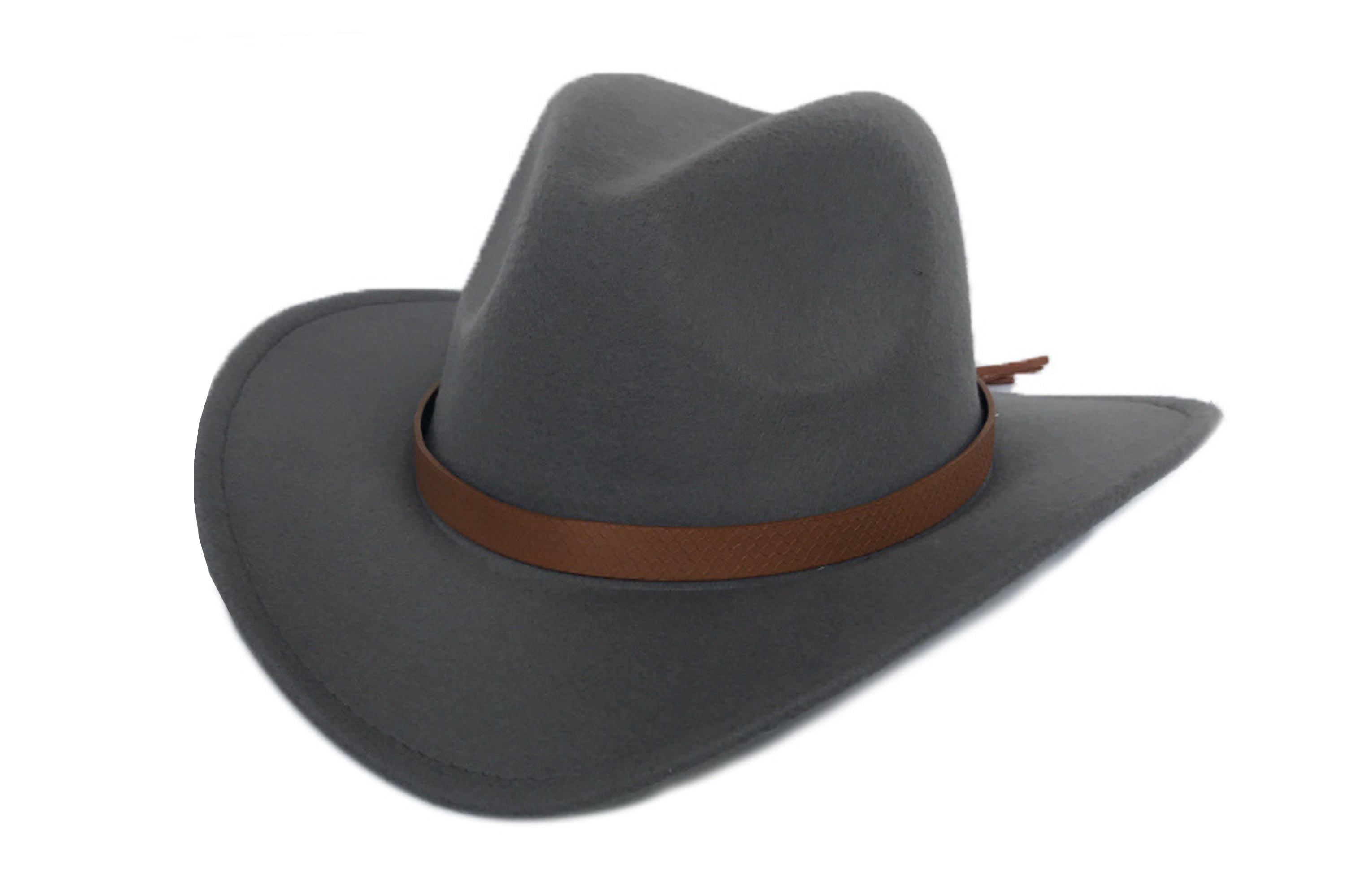 LZLER Western Cowboy Hat for Men Women Felt Wide Brim Cowgirl Hat with Strap