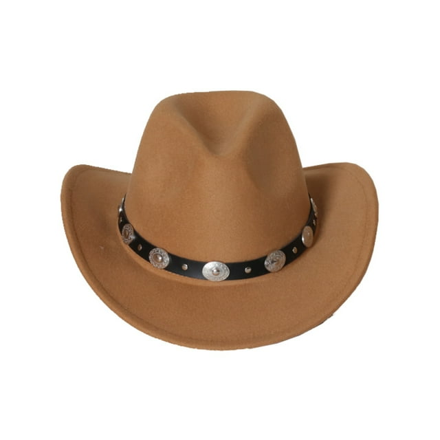 LZLER Western Cowboy Hat for Men Women Felt Wide Brim Cowgirl Hat with Strap