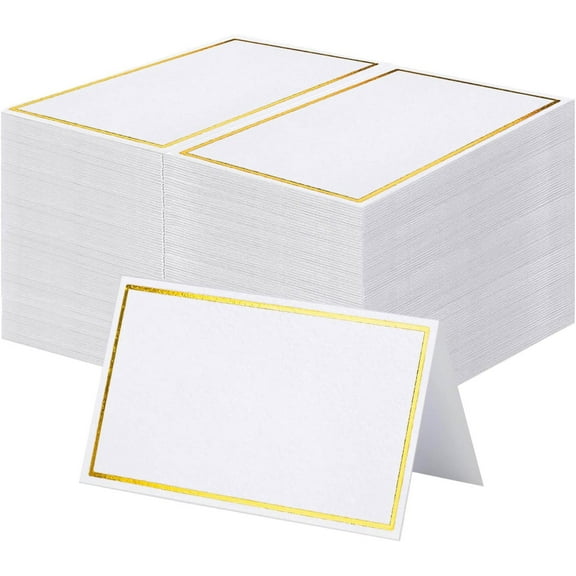 LZLINGMEI 120Pcs Premium Place Cards, Small Table Cards with Gold Foil Border, Tent Cards, Escort Cards, Name Cards, Wedding Place Cards for Wedding,Dinner Parties,Seating Cards