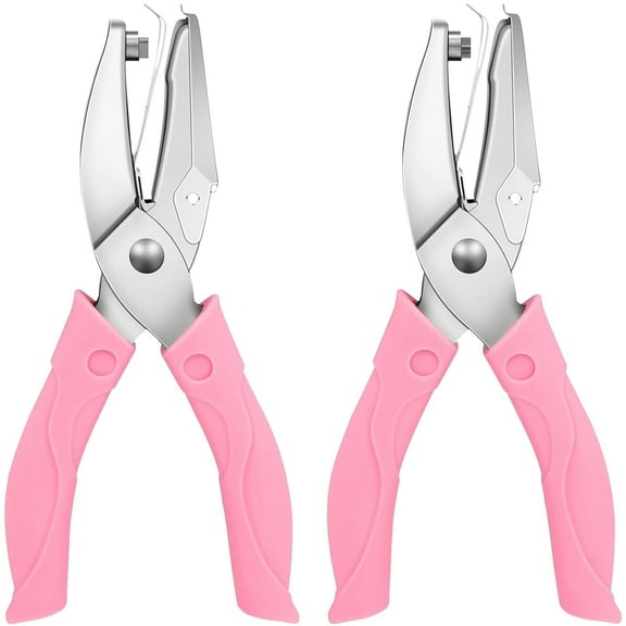 LZLINGMEI 2 Pack Handheld Hole Paper Punch Kit,Single Hole Punch, Heart and Star Hole Punch,Rubber Handled, 1/4 Inch Metal Paper Punch for Envelopes,Greeting Cards