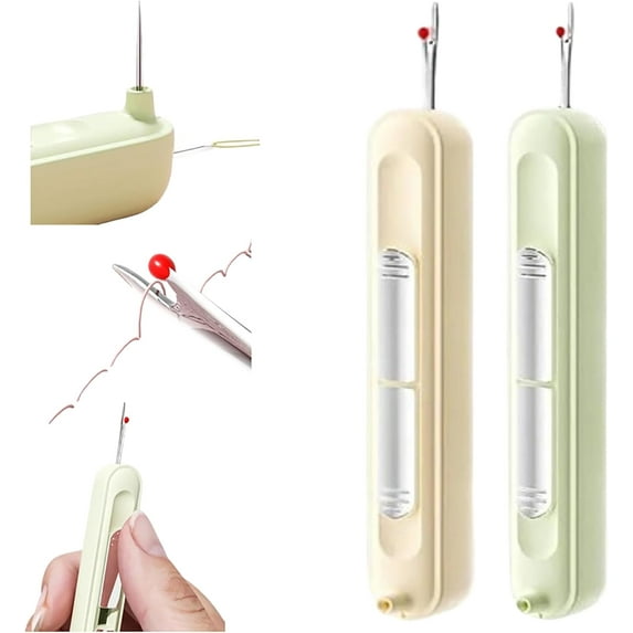 LZLINGMEI 2-in-1 Needle Threader and Seam Ripper, 2025 Upgrade Plug-in Needle Threader Stretchable Remover Needle Threading Tool for Hand Sewing Knitting Craft Quilting Supplies Needle Threaders