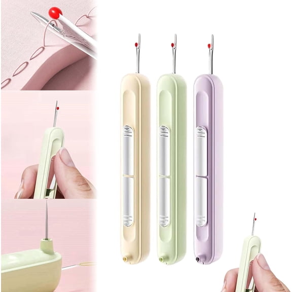 LZLINGMEI 2-in-1 Needle Threader and Seam Ripper, Metal Needle Threader Stretchable Remover Needle Threading Tool for Hand Sewing Knitting Craft Quilting Supplies Needle Threaders