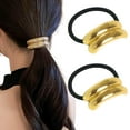 thumbnail image 1 of LZLINGMEI 2PCS Metal Ponytails Hair Cuffs, Gold Geometric Hair Ties Fashion Glossy Arch Ponytail Hair Tie for Women Hair Accessories（Gold）, 1 of 8