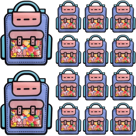 LZLINGMEI 30PCS Plastic Gift Bags with Handles, Cartoon Backpack Bags for Party, Wedding, Birthday,Bulk Goodie Bags for Candy, Party Favors, Snacks