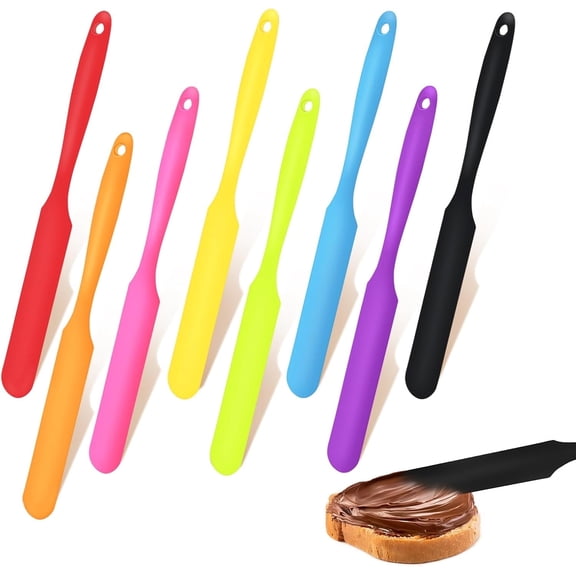 LZLINGMEI 8Pack Small Silicone Spatulas, Mini Rubber Scraper Spatula, MultiPurpose Kitchen Utensils for Baking, Cooking, Scraping Jars and Containers