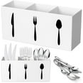 thumbnail image 1 of LZLINGMEI Acrylic Cutlery Storage Organizer Bin Silverware Caddy Countertop Knife Spoon and Fork Holder Kitchen 3 Section Tableware Storage Box for Cabinet Indoor Home Flatware Dining Room, 1 of 6