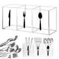 thumbnail image 1 of LZLINGMEI 1PC Acrylic Cutlery Storage Organizer,Silverware Caddy Countertop Knife Spoon and Fork Holder Kitchen,3 Section Tableware Storage Box for Cabinet Dining Room(Clear), 1 of 7