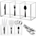 thumbnail image 1 of LZLINGMEI 1PC Acrylic Cutlery Storage Organizer,Silverware Caddy Countertop Knife Spoon and Fork Holder Kitchen,3 Section Tableware Storage Box for Cabinet Dining Room(Clear), 1 of 11