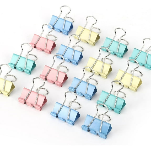 LZLINGMEI Binder Clips, 48Pcs Mudium Binder Clips, Colored Binder Clips Mudium,Binder Clip with Container, Colorful Paper Binder Clips for Office,Home