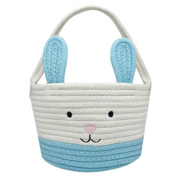 LZLINGMEI Bunny Basket with Handle,Gift Basket Gifts Tote Bags Egg Hunt Basket for Boys, Girls
