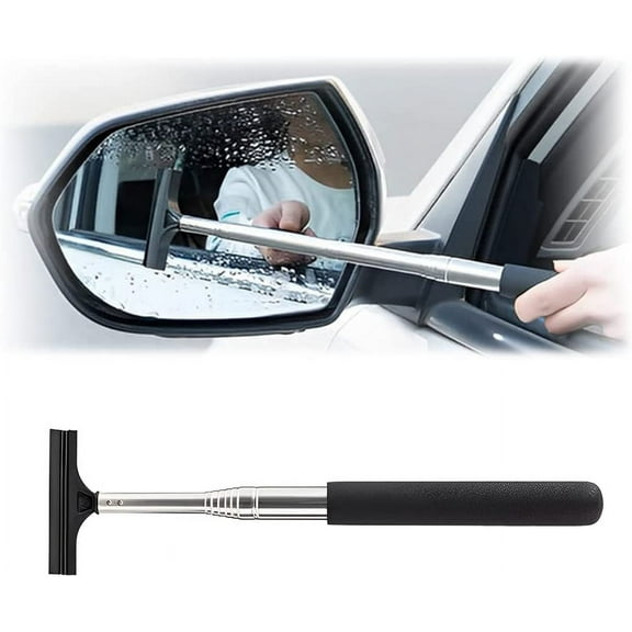 LZLINGMEI Car Rearview Mirror Wiper,Telescopic Auto Mirror Squeegee Cleaner, Glass Mist Cleaning Tool with Retractable Handle, Portable Car Windows Water Removal