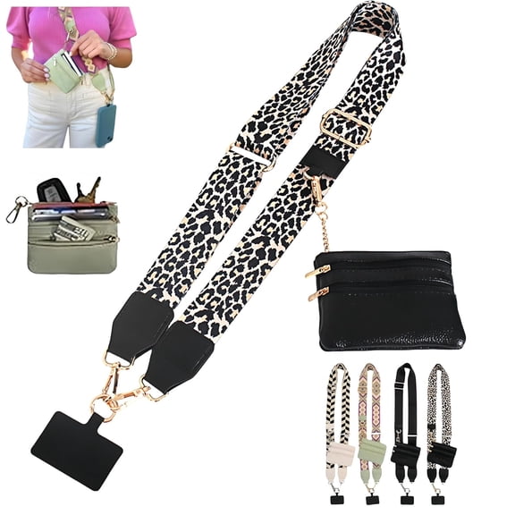 LZLINGMEI Cell Phone Strap for Phone with Wallet Crossbody Phone String with Zipper Pouch,Phone Strap Crossbod