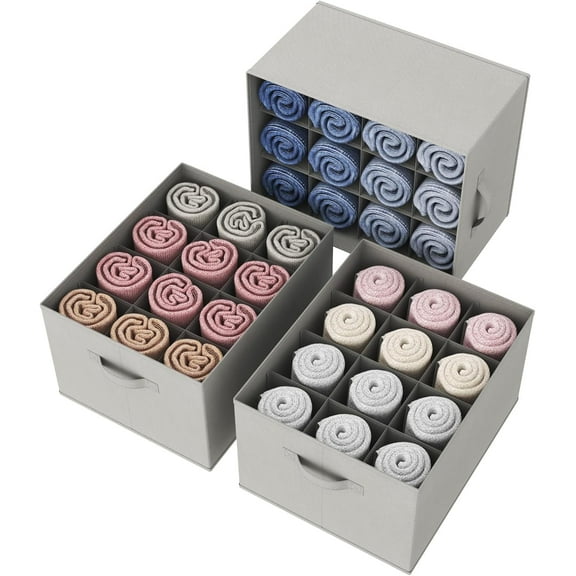 LZLINGMEI 3PCS Closet Organizers and Storage Bins,12 Cell Jeans Drawers Organizer,Foldable Clothes Grid Storage Box for Pants,Wardrobe Shelf Dividers Closets