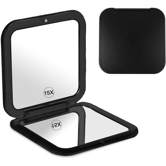 LZLINGMEI Foldable Makeup Mirror with 15x Magnification Double-Sided Cosmetic Mirror Portable Travel Mirror Small Pocket Mirror Travel Compact Mirror for Handbags Office Women