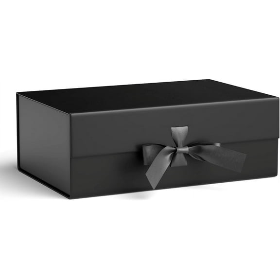LZLINGMEI Magnetic Gift Box for Presents,Gift Boxes Black with Lid for Gifts, Paper Wedding Favor Boxes,Birthday Gift Box Bulk, Party Favor Boxes(Black)