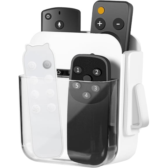 LZLINGMEI 1pc Remote Control Holder Wall Mount, 2 Compartments Storage Transparent Organizer Holds Up to 4 Remotes