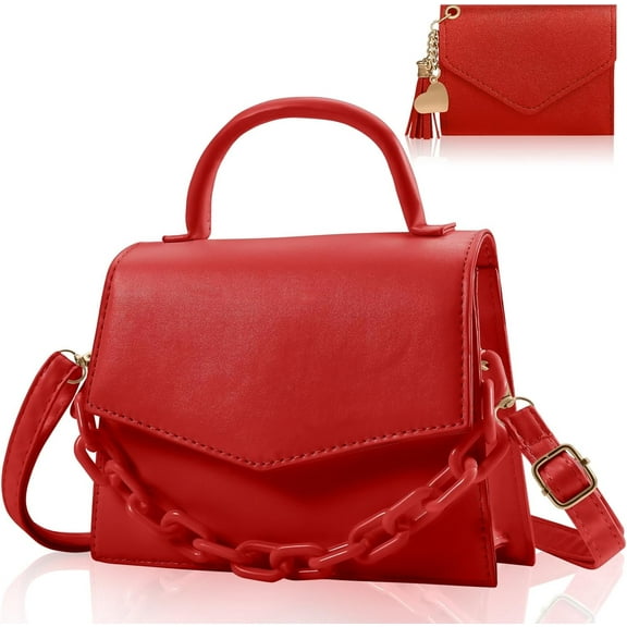 LZLINGMEI Small Crossbody Bags for Women Girls Trendy Top Handle Satchel Purses with Detachable Acrylic Chain