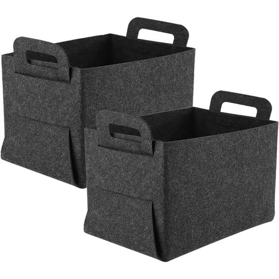 LZLINGMEI Storage Basket, 2 Pack Felt Basket Folding Felt Storage Box Fabric Storage Baskets, with 2 Handles on Both Sides, Suitable for Home Storage
