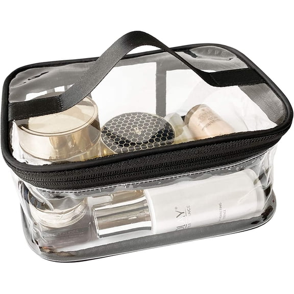 LZLINGMEI Toiletry Bag Makeup Cosmetic Clear Bag Portable Waterproof Transparent Travel Large Storage(Black)
