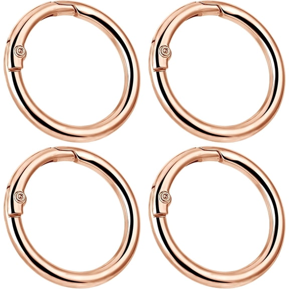 LZLINGMEI carabiner round 25 mm, 4 pieces key rings stainless steel key ring carabiner ring carabiner snap hook key ring DIY key chain accessories for keys crafts