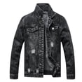 thumbnail image 1 of LZNEV Jean Jacket for Men, Fashion Mens Denim Jacket Washed Classic Casual Distressed Ripped Slim Fit Trucker Jacket, 1 of 5