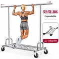 thumbnail image 1 of LZNIOZ 525LB Collapsible Heavy Duty Clothes Rack with Wheels Expandable Rolling Garment Rack for Closet Storage with Mesh Shelf,75"L×70"H×22"W, Sliver, 1 of 8