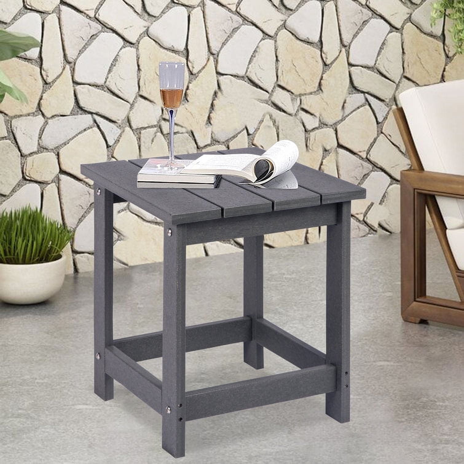 LZRS AllWeather Poly Resin Adirondack Side Table Square Outdoor End Tables