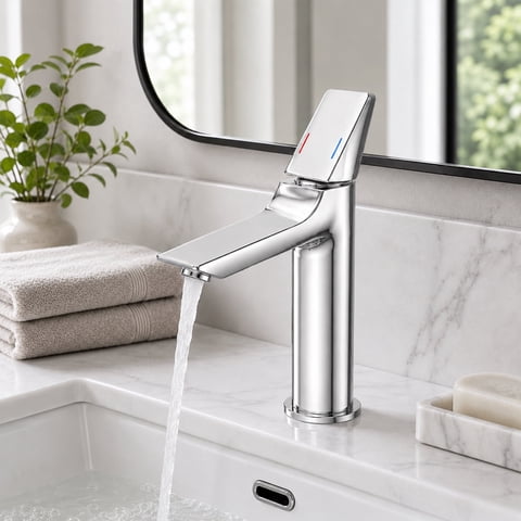 LZSDS Bathroom Faucet Single Handle, Hot Cold Dual Control Water Saving with Honeycomb Aerator and Thickened Handle