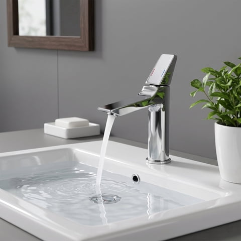 LZSDS Bathroom Faucet Single Handle, Hot Cold Dual Control Water Saving with Honeycomb Aerator and Thickened Handle