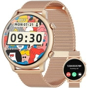 LZUEFK 1.39-inch men's and women's smart watch, suitable for Android and iPhone devices, fitness tracker for answering/calling/more than 100 sports modes, IP67 waterproof pedometer watch（Gold）