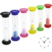 LZYMSZ 6 Pack Sand Timer Colorful Hourglass Sandglass Timer 30 sec/ 1 min//2 mins/ 3 mins/5 mins/10 mins/Sand Clock Timer for Kids Games Classroom Home Office