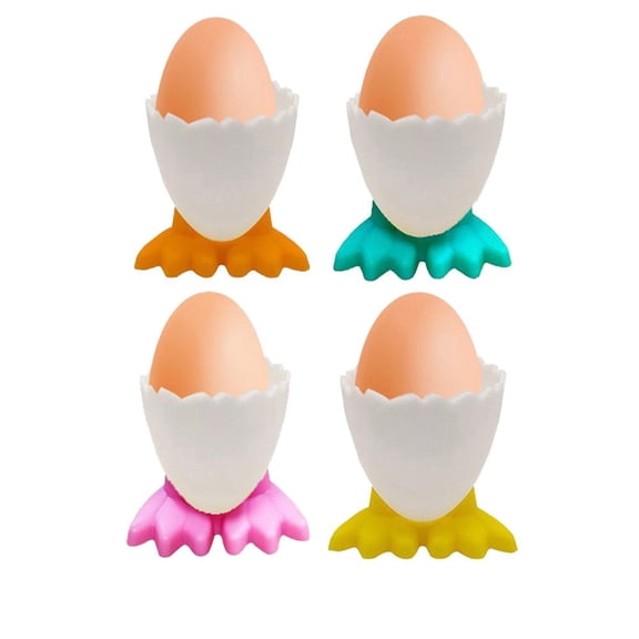 LZYWOD 2 Pcs Egg Cups Soft Plastic Cartoon Egg Holders, Fun Duck Feet Shaped Egg Tray, Cup Stand, Egg Dishwasher Ea