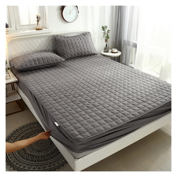 LZZ Bedspread On The Bed Solid Color Cover Thick Bed Linen Cotton Waterproof Mattress Protection