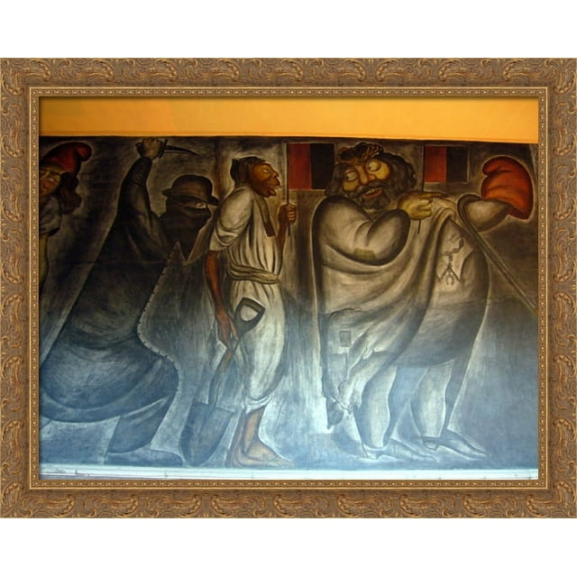La Acechanza 36x28 Large Gold Ornate Wood Framed Canvas Art by Jose Clemente Orozco