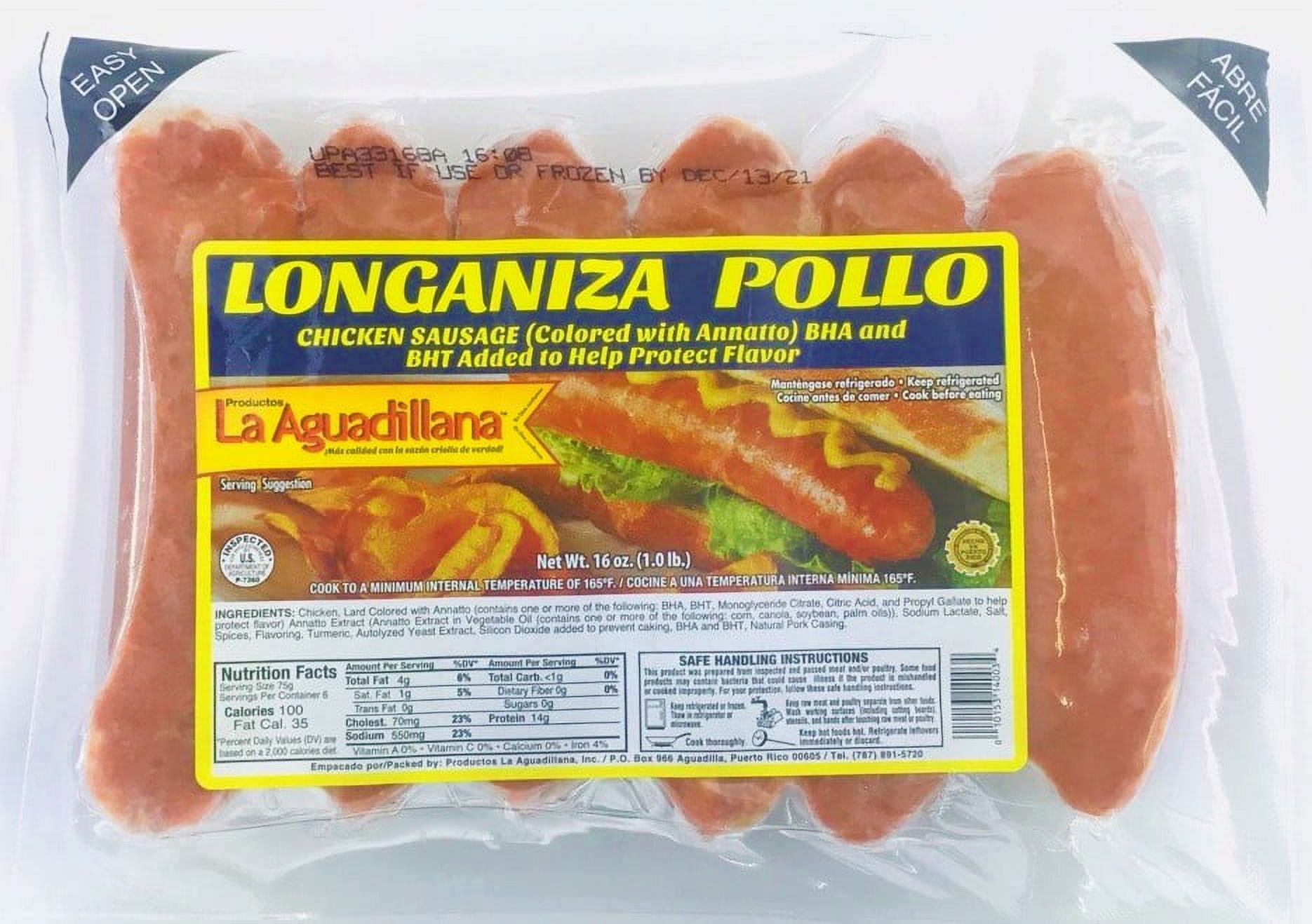 Aguadilliana Chicken Longaniza 1lb