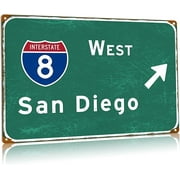 La Airport Road Metal Signs Santa Monica Interstate 405 Highway Sign Indication Tin Sign Airport Highway Bar Home Club Wall Decor 8x12 Inches