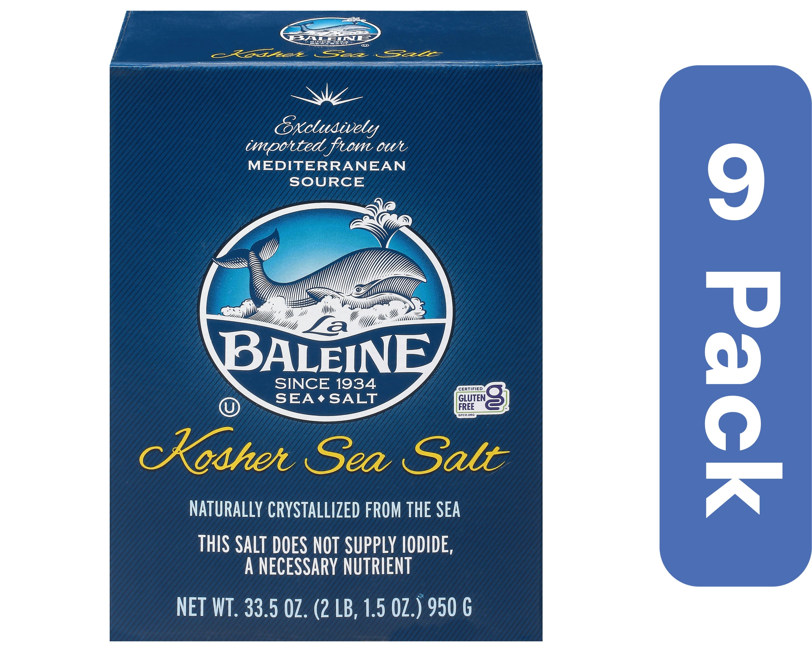 La Baleine Kosher Salt 33.5 oz (Pack of 9)