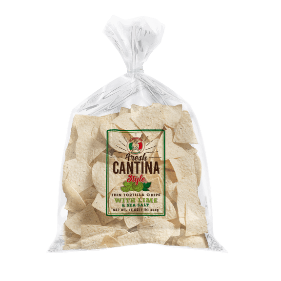 La Banderita Cantina Style Lime Tortilla Chips in Plastic Bag 16 oz