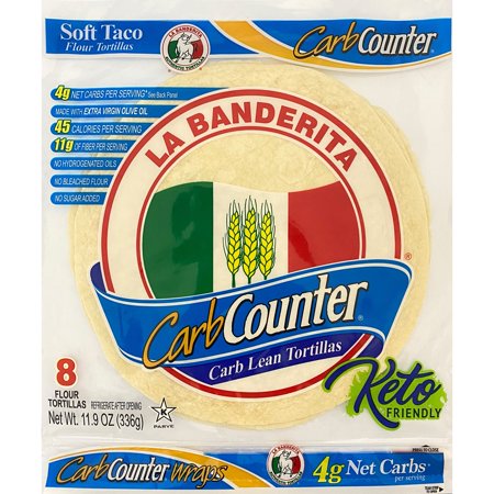 La Banderita Carb Counter Carb Lean Tortillas Soft Taco Flour Tortillas 8 Count (Pack of 6)