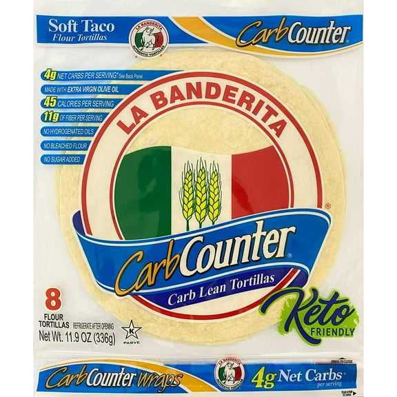 La Banderita Carb Counter Carb Lean Tortillas Soft Taco Flour Tortillas 8 Count (Pack of 8)
