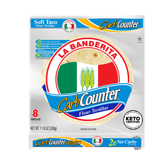 La Banderita Carb Counter Carb Lean Tortillas Soft Taco Flour Tortillas 8 Count