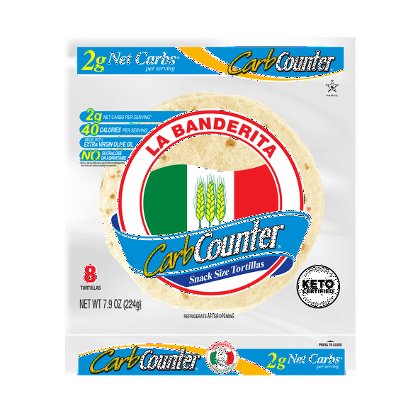La Banderita Carb Counter Snack Size | 5.5" Size Flour Tortillas |Carb Friendly |Keto Certified | 7.9 oz.| 8 Count (Pack of 4)