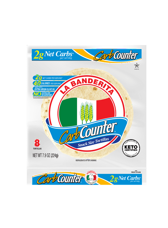 La Banderita Carb Counter Snack Size Flour Tortilla 8 Count