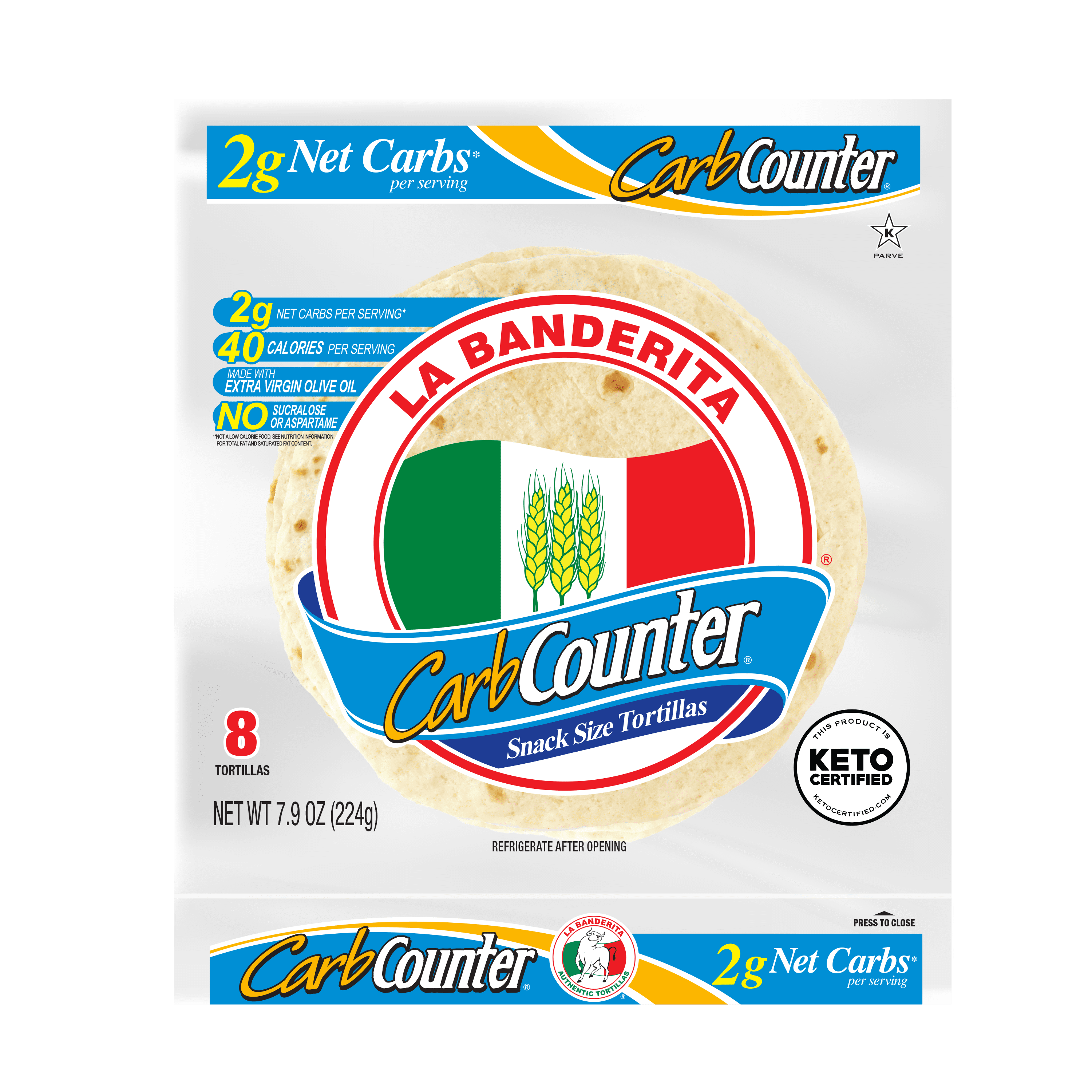 La Banderita Carb Counter Snack Size Flour Tortillas, 7.9 oz, 8 Count