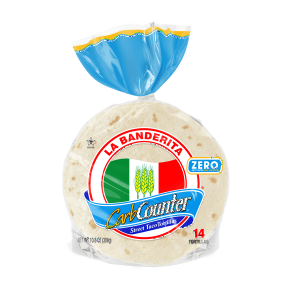 La Banderita Carb Counter® Street Taco | 5" Size Flour Tortillas |Zero Net Carbs |Keto Certified | 10.8 oz.| 14 Count (Pack of 4).