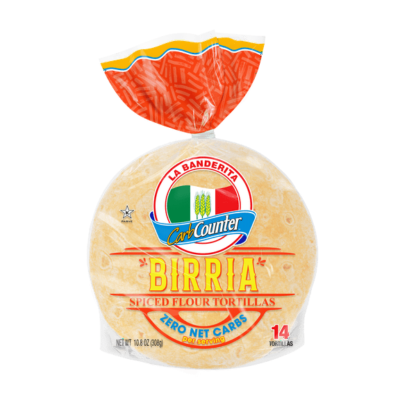 La Banderita Carb Counter Street Taco Birria Flour Tortillas 10.8 oz, 14 Count Bag