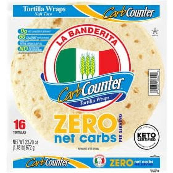 La Banderita Carb Counter Zero Net Carbs Soft Taco, 16 count.pack of 2