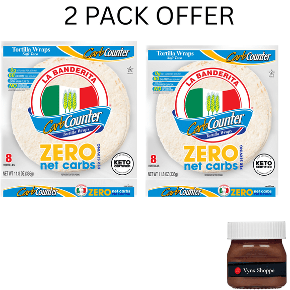 La Banderita Carb Counter Zero Net Carbs Soft Taco Flour Tortillas, 11.8 oz, 8 Count