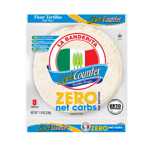 La Banderita Carb Counter Zero Net Carbs Soft Taco Tortillas Pack of 4)
