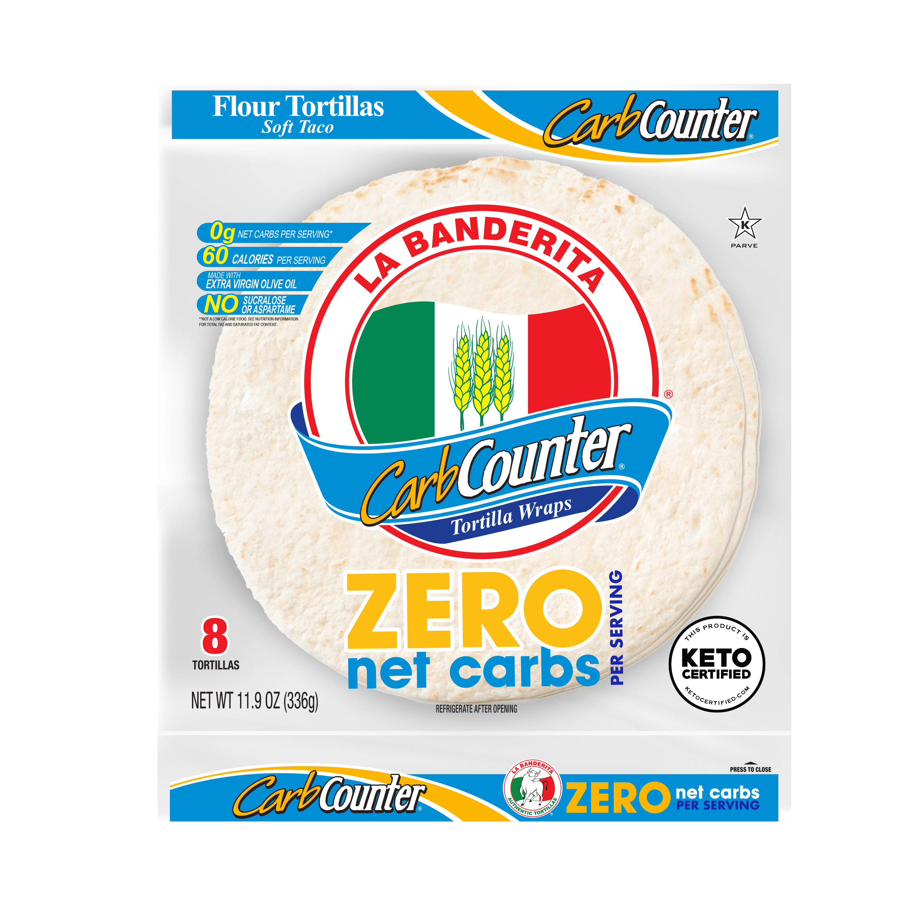 La Banderita Carb Counter Zero Net Carbs Soft Taco Tortillas